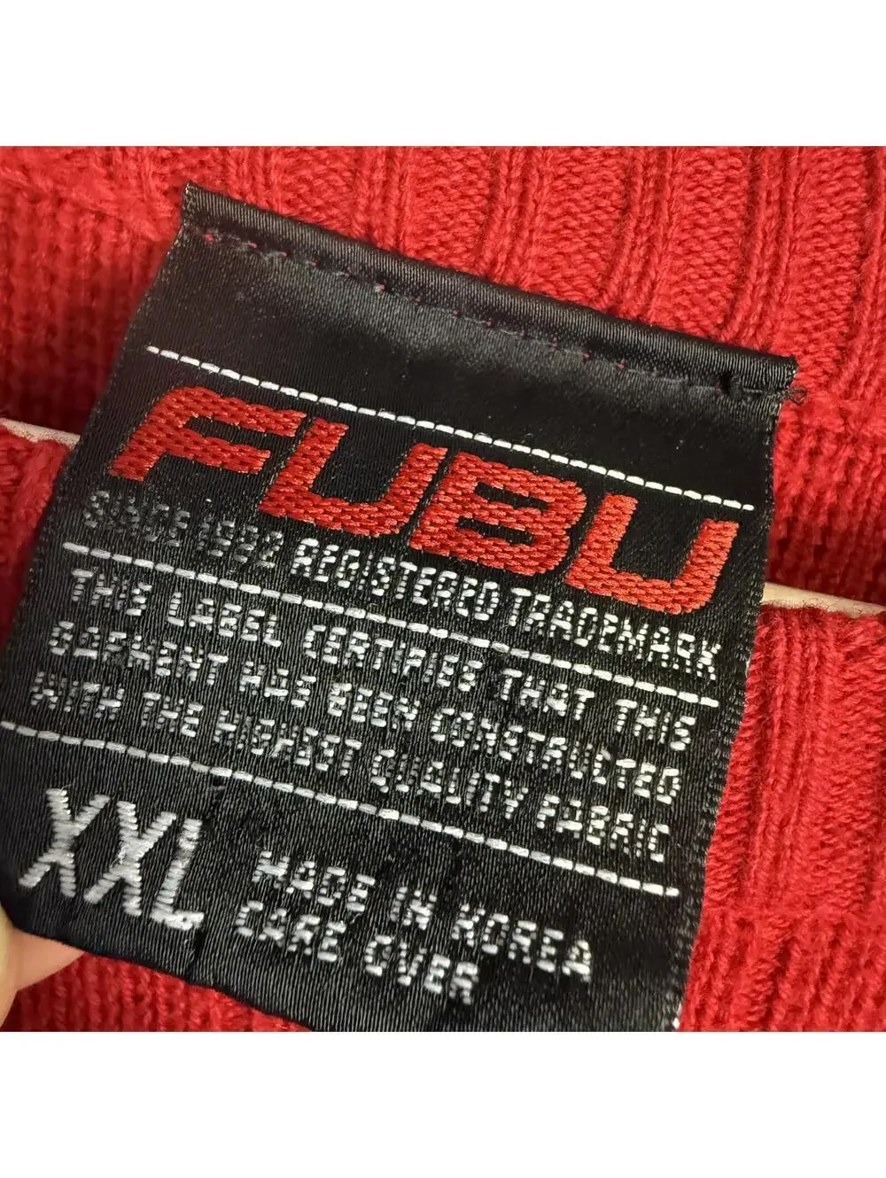 Vintage FUBU Men's Size 2XL XXL Red Pullover Knit Crewneck Sweater